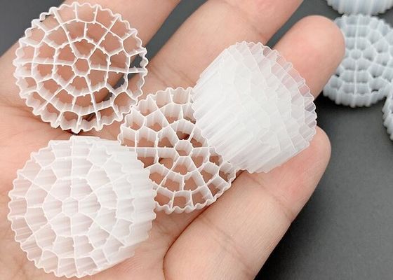 FDA PE37 25*10MM สื่อกรองระบายน้ําระบายน้ํา HDPE MBBR ขาว